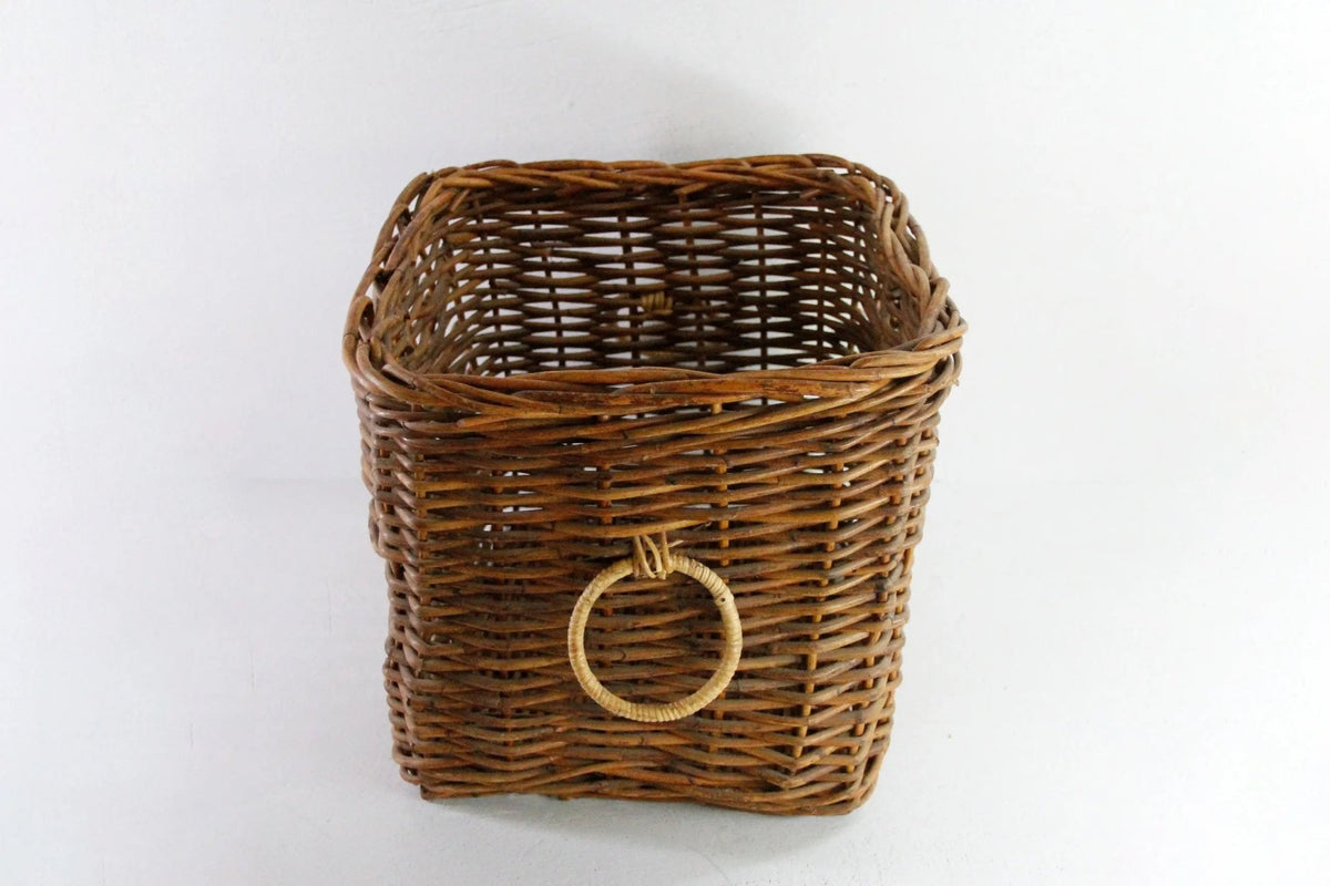 Vintage Wicker Basket with Handles | Floor Storage/Planter - Debra Hall Lifestyle