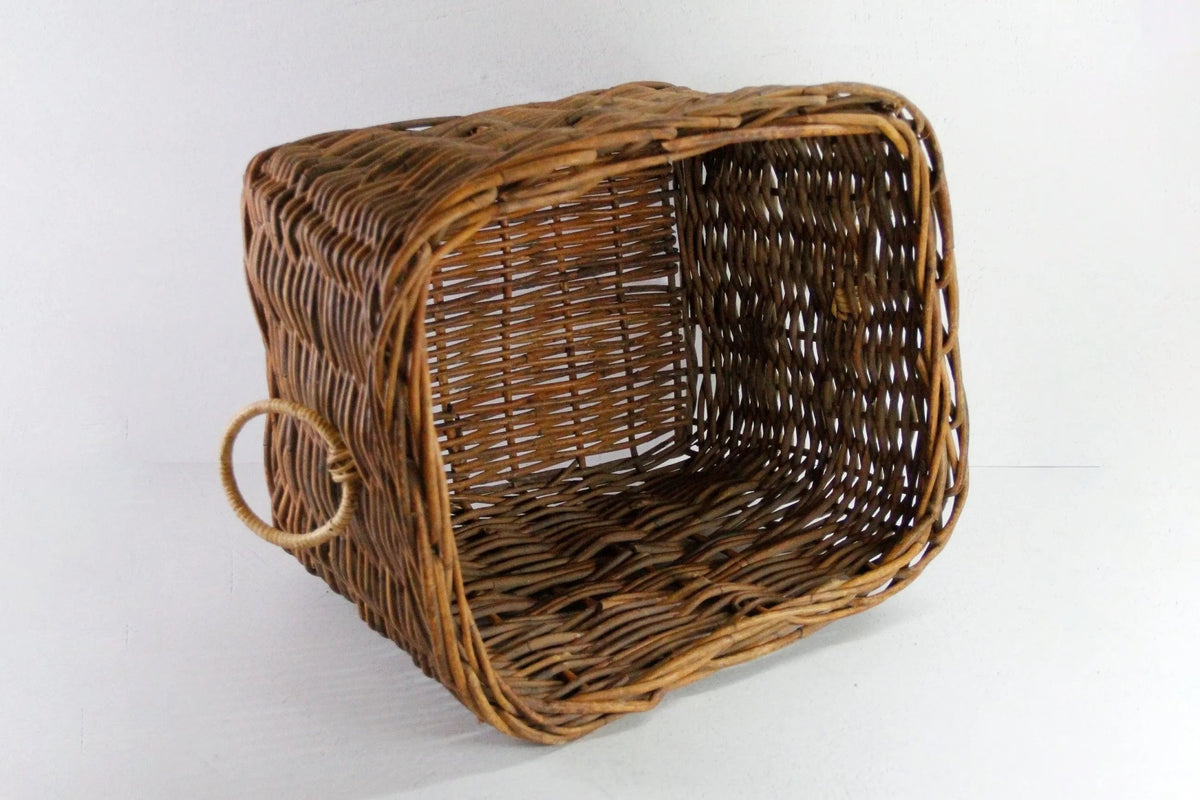 Vintage Wicker Basket with Handles | Floor Storage/Planter - Debra Hall Lifestyle