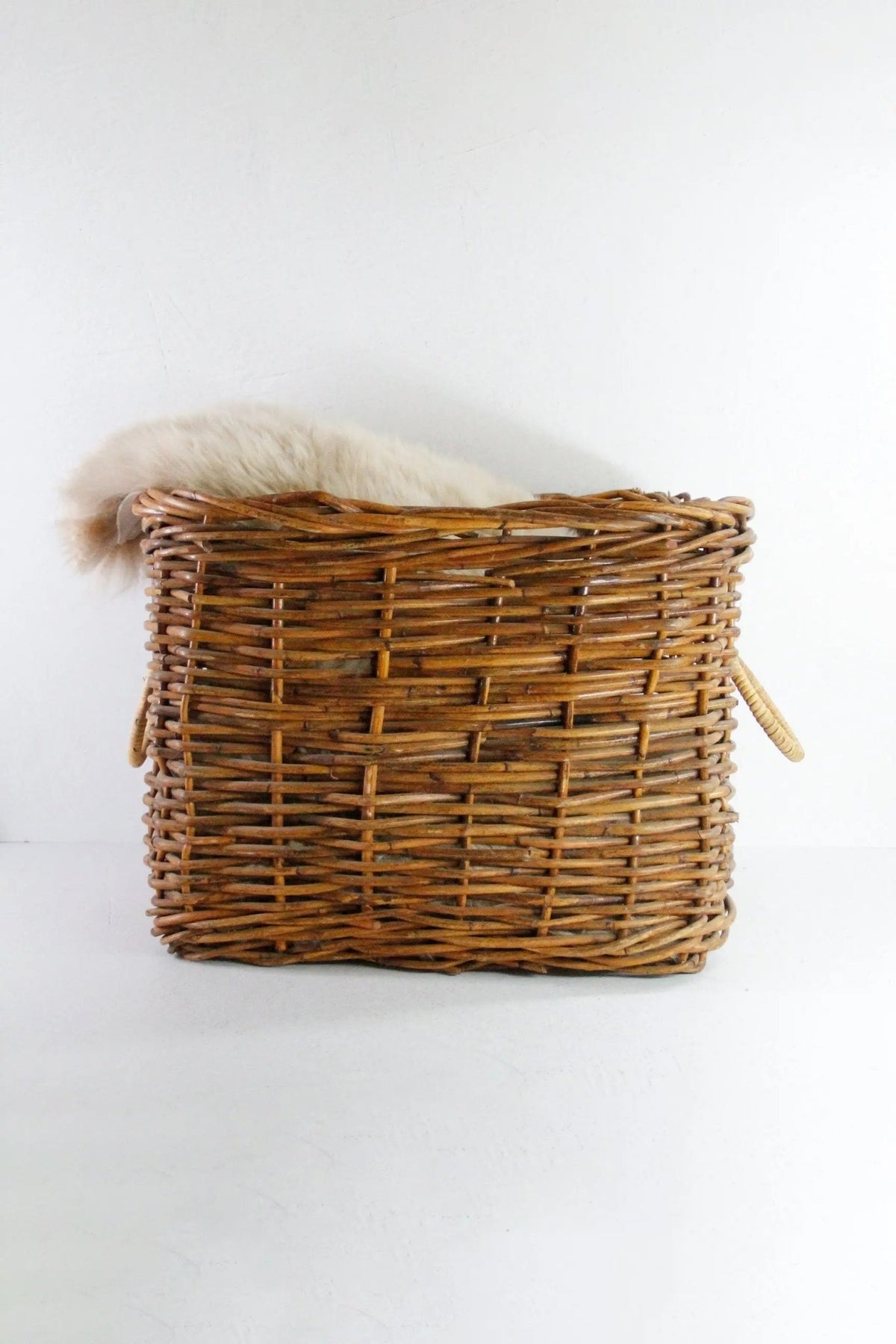 Vintage Wicker Basket with Handles | Floor Storage/Planter - Debra Hall Lifestyle