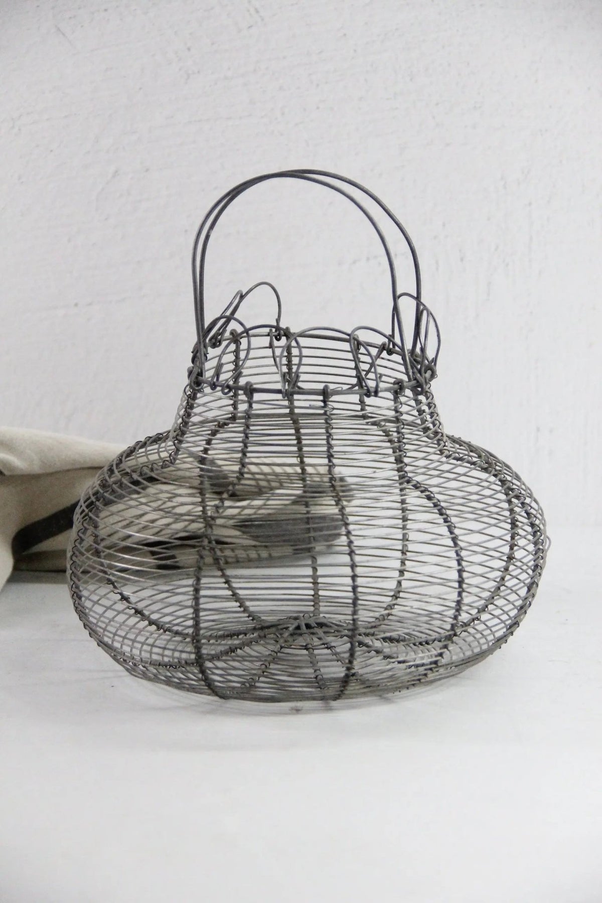 Vintage Wire Egg Basket | French Farmhouse Style-Metal - Debra Hall Lifestyle