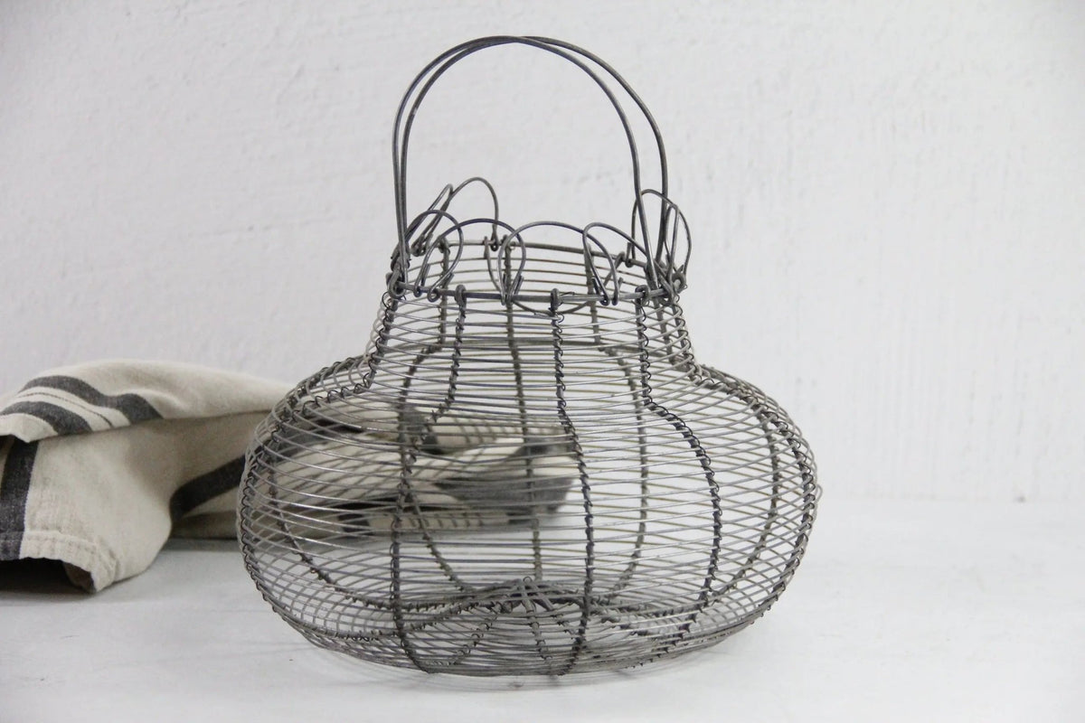 Vintage Wire Egg Basket | French Farmhouse Style-Metal - Debra Hall Lifestyle