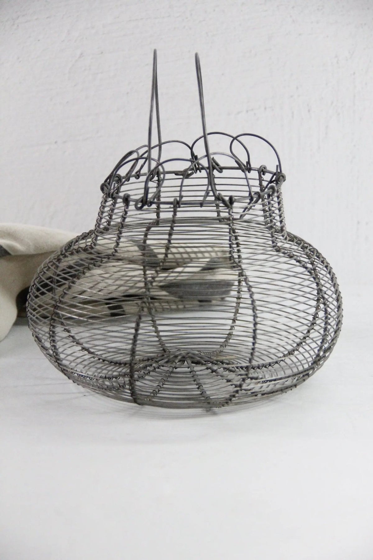 Vintage Wire Egg Basket | French Farmhouse Style-Metal - Debra Hall Lifestyle