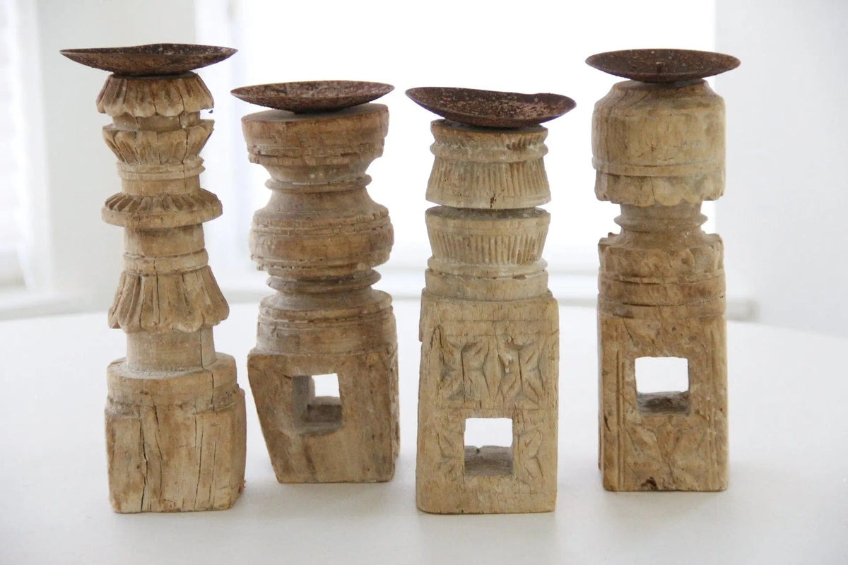 Vintage Wood Candle Holder | Medium - Debra Hall Lifestyle
