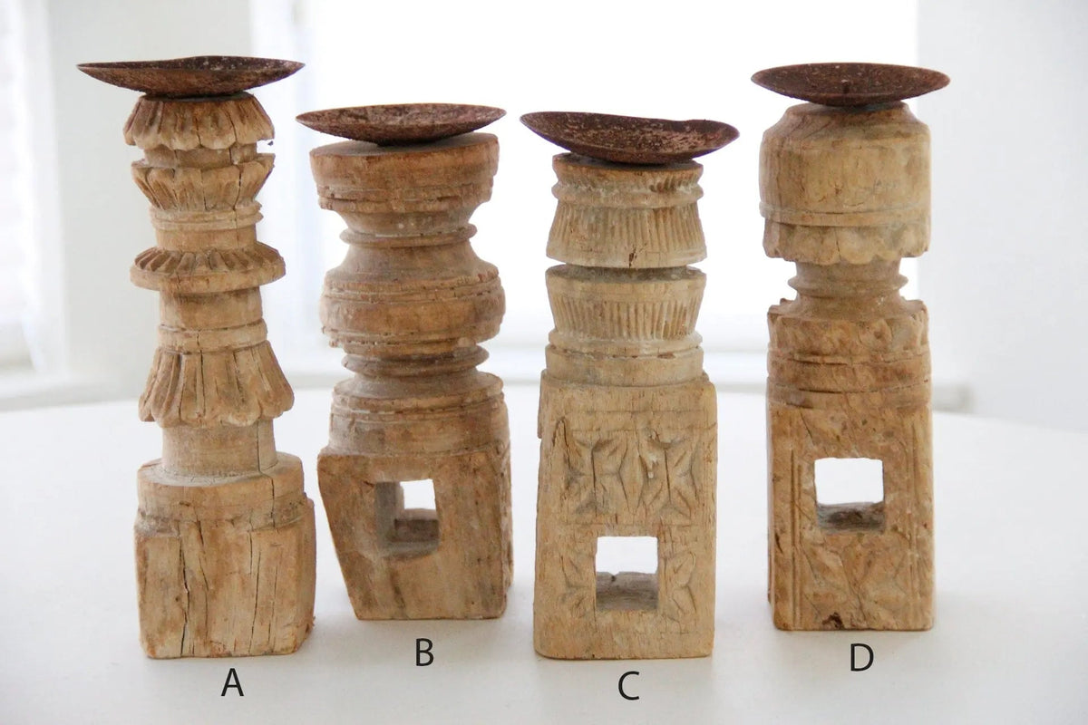 Vintage Wood Candle Holder | Medium - Debra Hall Lifestyle