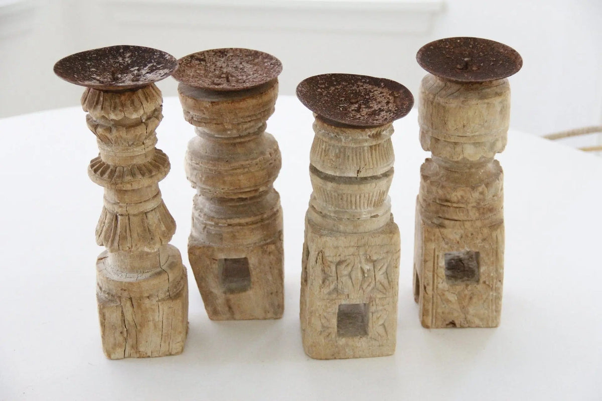 Vintage Wood Candle Holder | Medium - Debra Hall Lifestyle