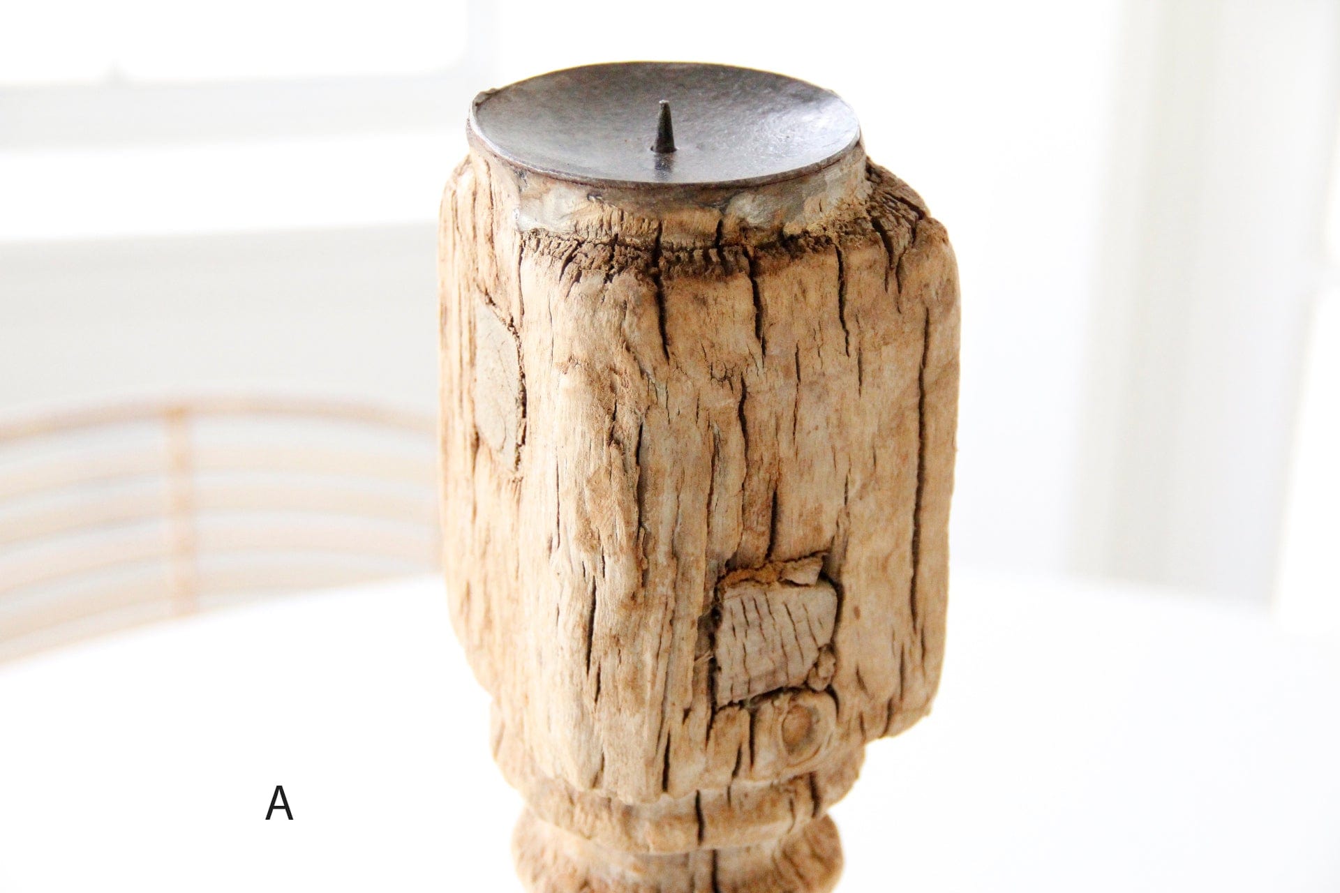 Vintage Wood Candle Holder | XL Rustic  a top