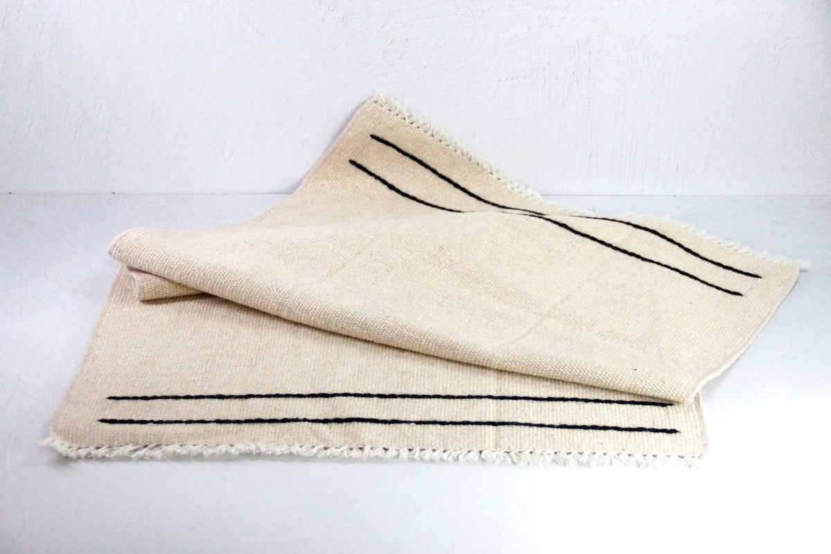 Vintage Wool Kilim Rug | Small Throw Rug Black Stitch - Debra Hall Lifestyle