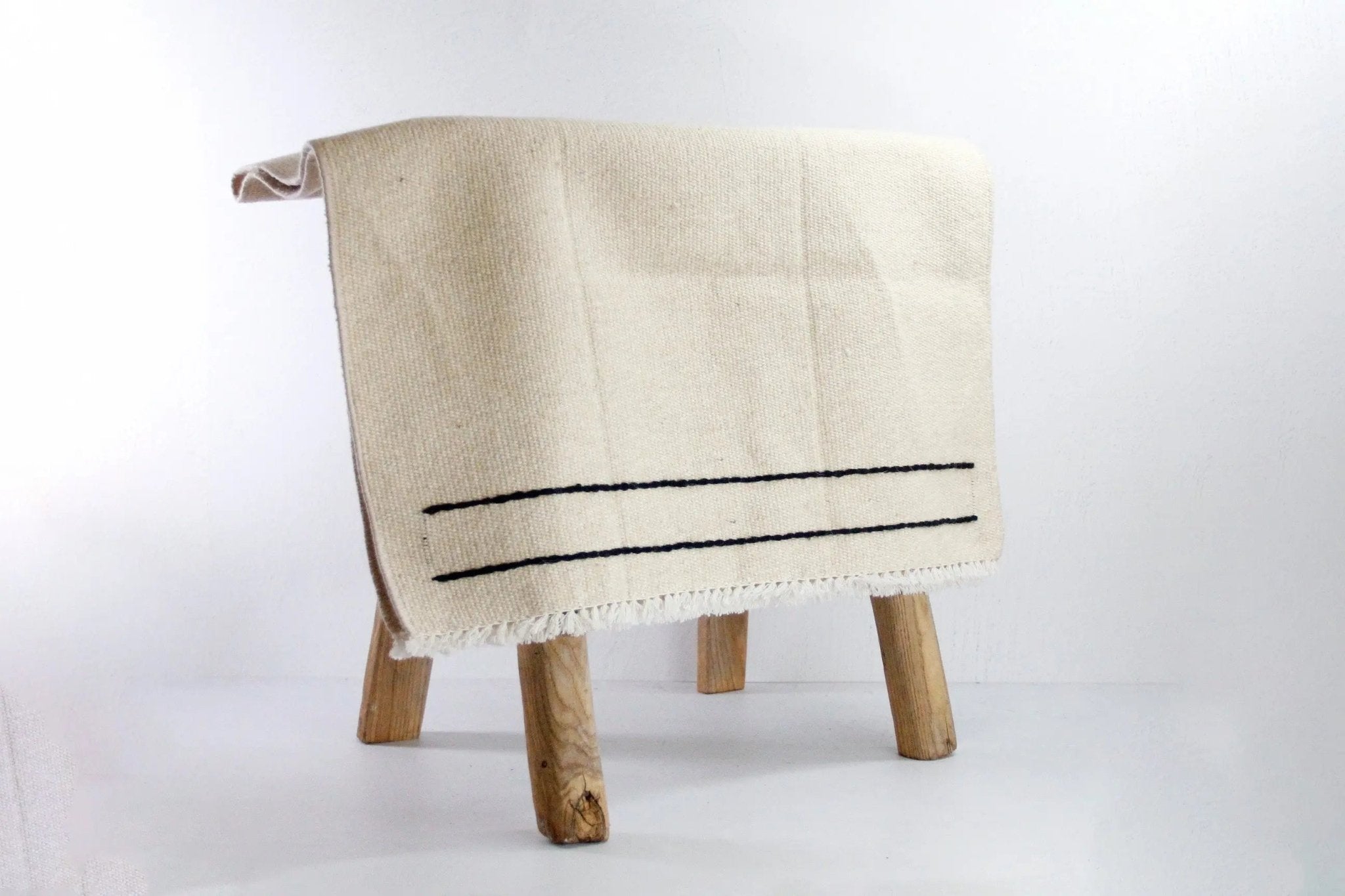 Vintage Wool Kilim Rug | Small Throw Rug Black Stitch - Debra Hall Lifestyle