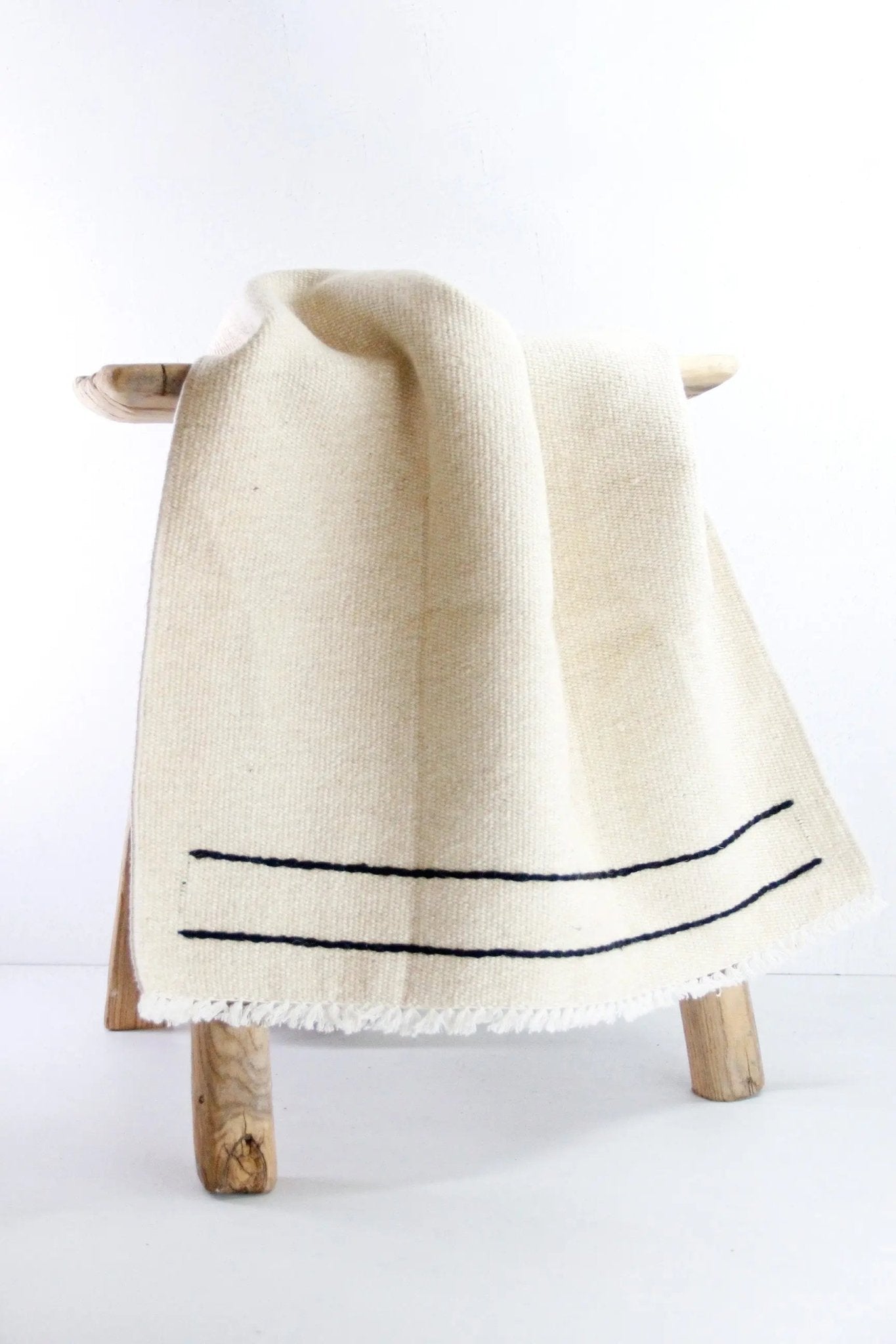 Vintage Wool Kilim Rug | Small Throw Rug Black Stitch - Debra Hall Lifestyle