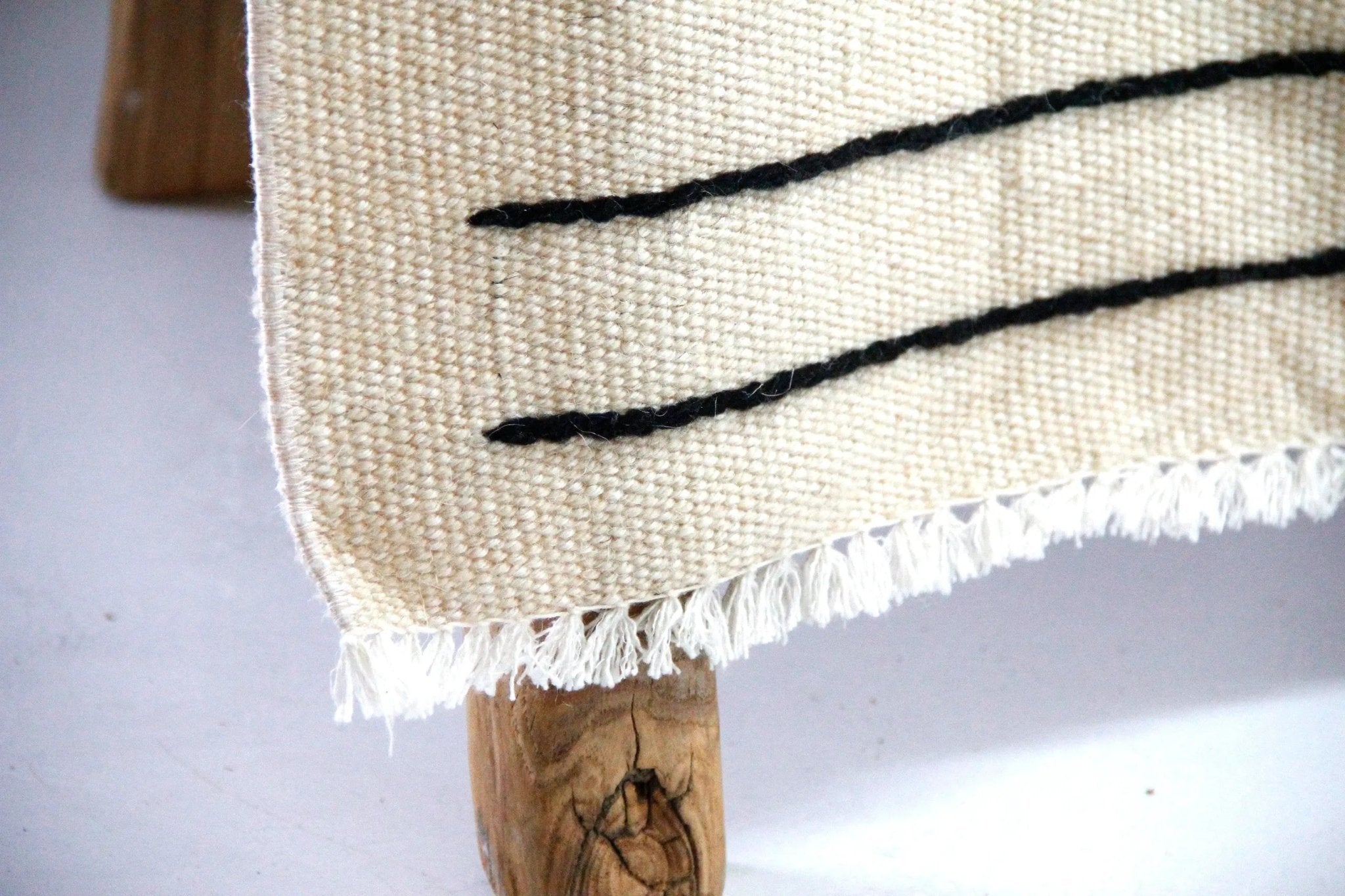 Vintage Wool Kilim Rug | Small Throw Rug Black Stitch - Debra Hall Lifestyle