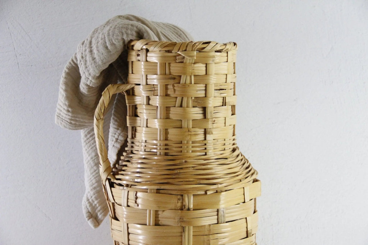 Vintage Woven Floor Vase | 1960s Tall Umbrella Basket - Debra Hall Lifestyle