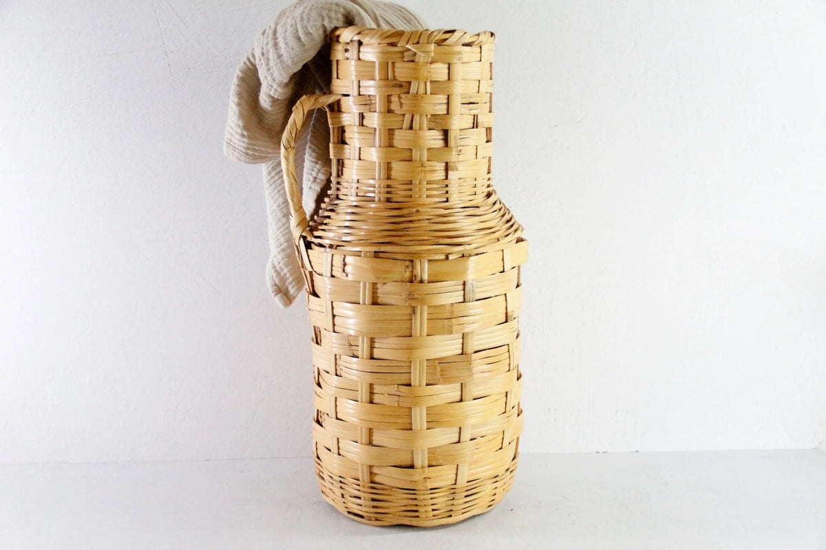Vintage Woven Floor Vase | 1960s Tall Umbrella Basket - Debra Hall Lifestyle