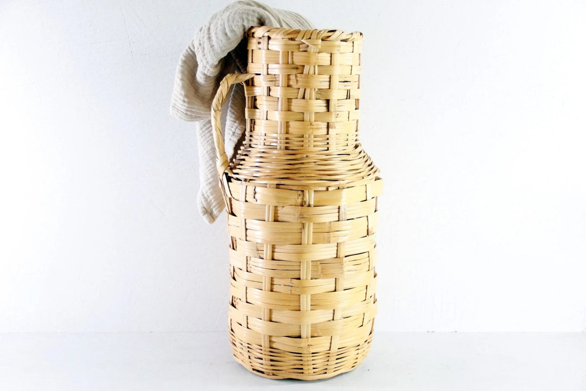 Vintage Woven Floor Vase | 1960s Tall Umbrella Basket - Debra Hall Lifestyle