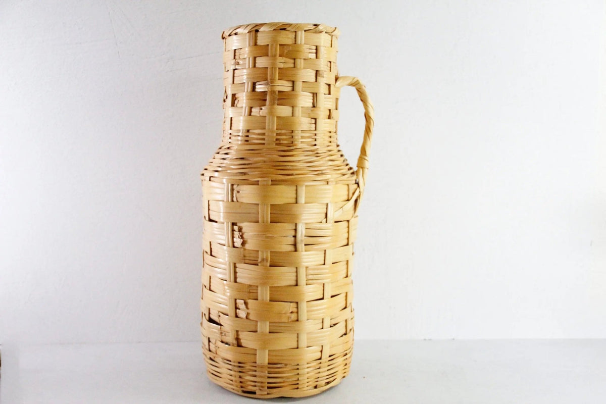 Vintage Woven Floor Vase | 1960s Tall Umbrella Basket - Debra Hall Lifestyle