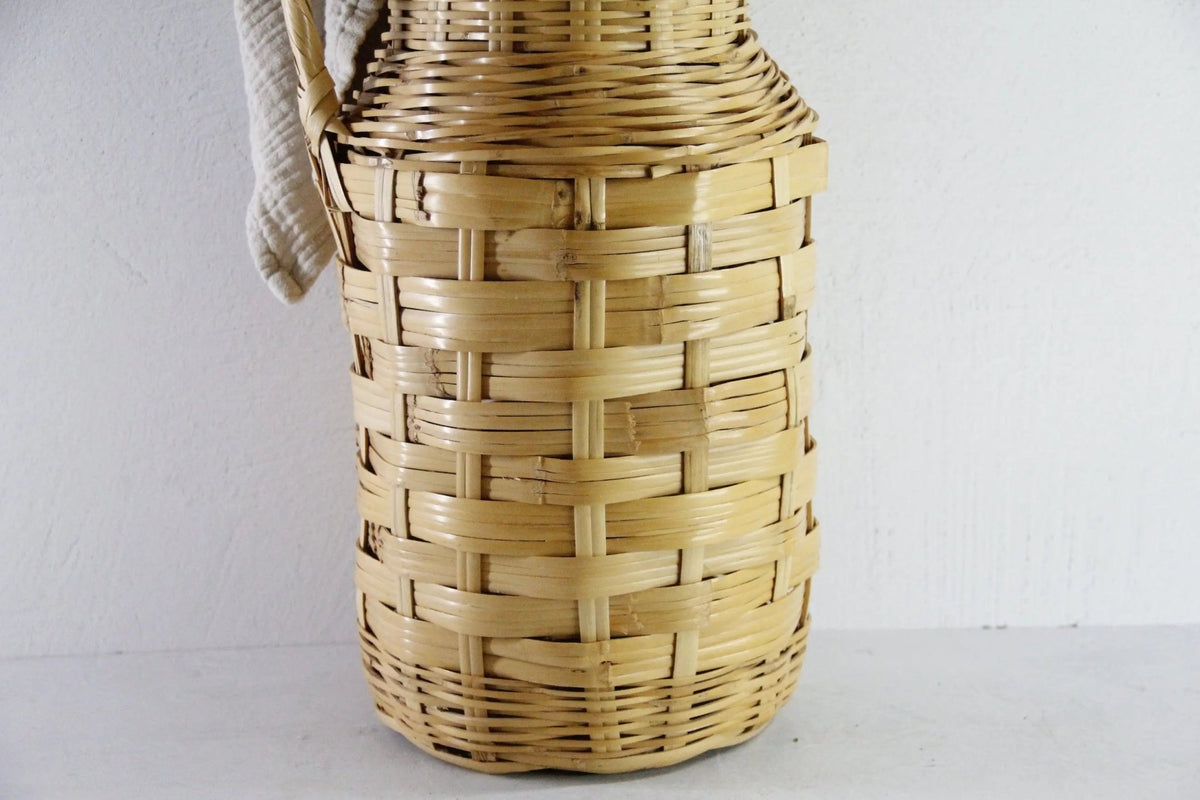 Vintage Woven Floor Vase | 1960s Tall Umbrella Basket - Debra Hall Lifestyle