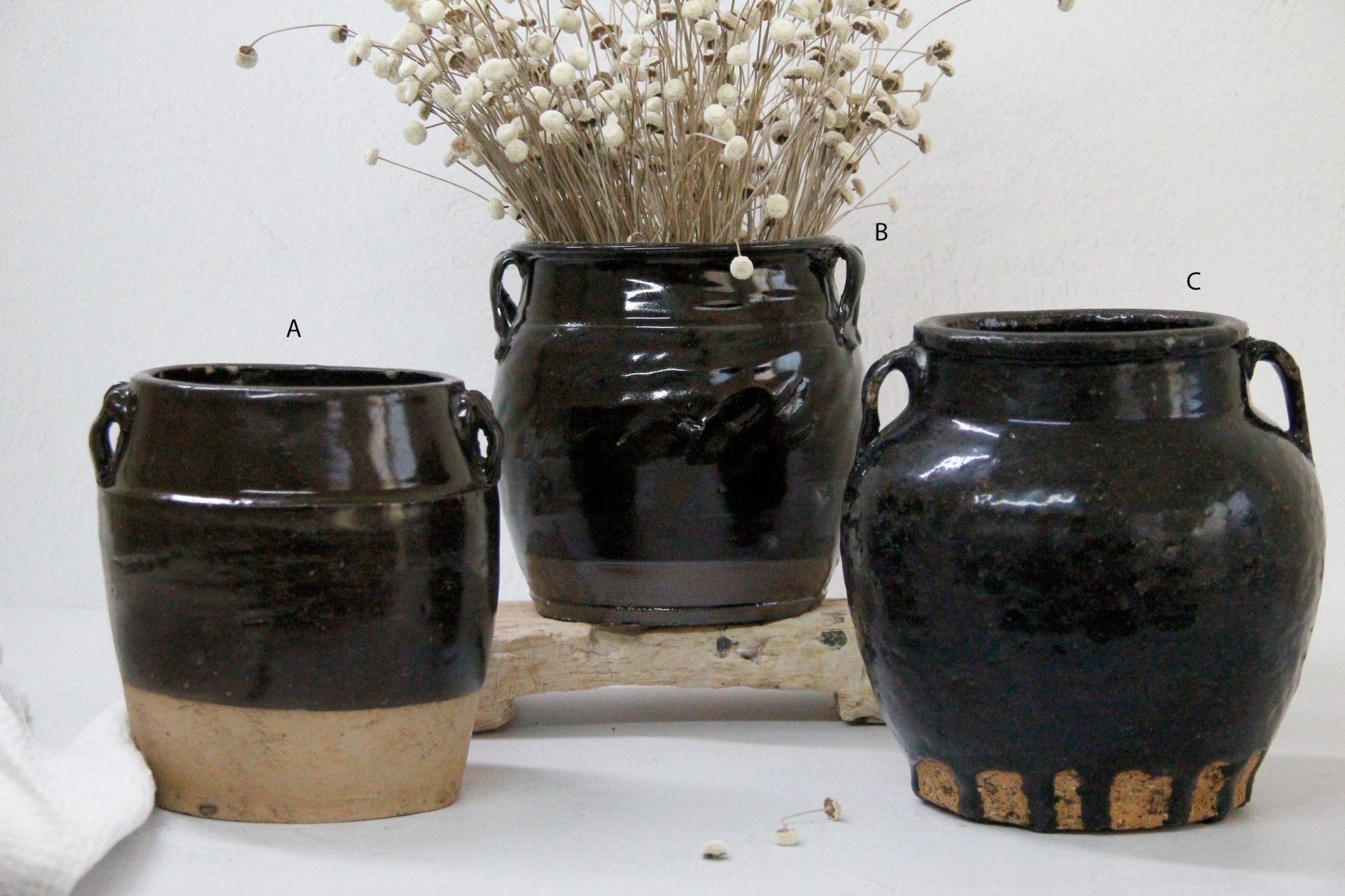 Vintage Black Pottery | Glossy Oil Pot - Debra Hall Lifestyle