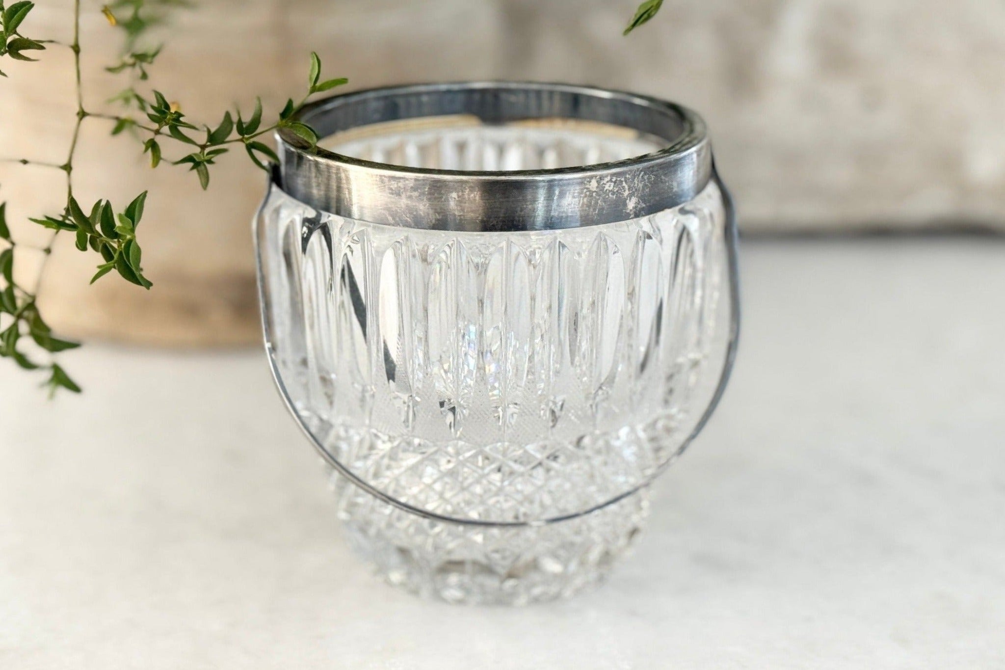 vintage Silver & Crystal Ice Bucket | Petite - Debra Hall Lifestyle