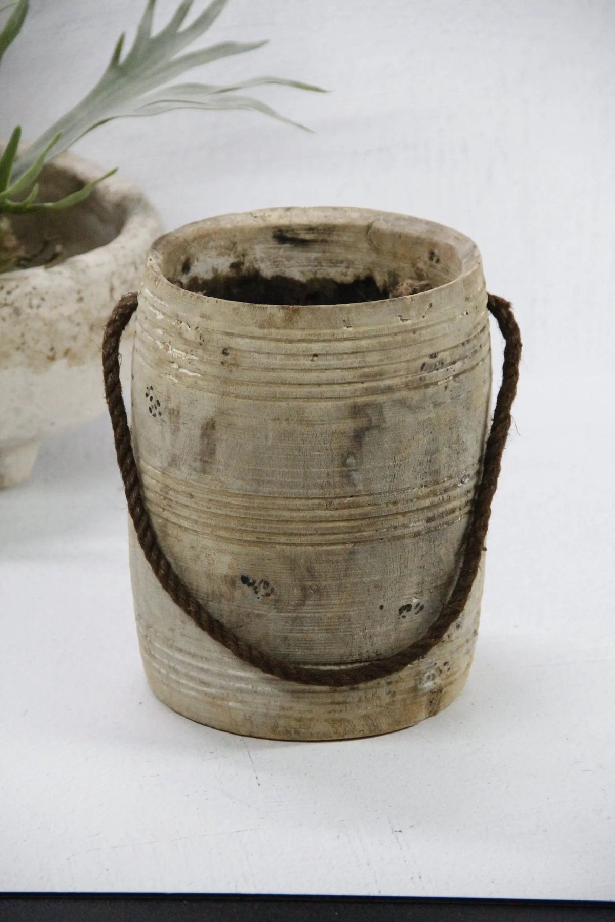 Wabi Sabi Vase | Antique Wood Pot - Debra Hall Lifestyle