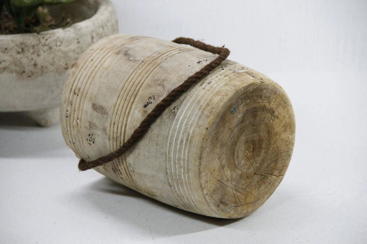 Wabi Sabi Vase | Antique Wood Pot - Debra Hall Lifestyle