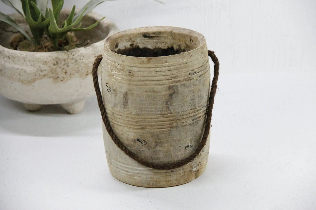 Wabi Sabi Vase | Antique Wood Pot - Debra Hall Lifestyle