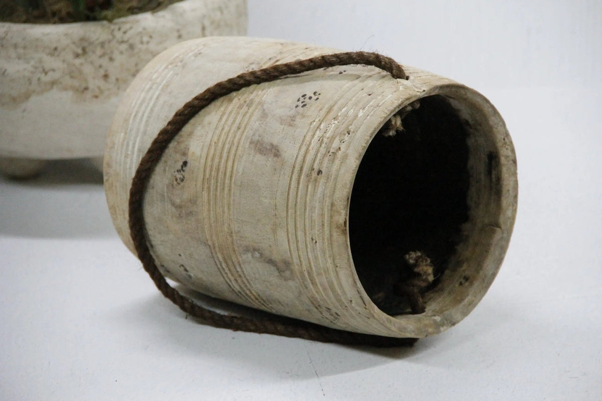 Wabi Sabi Vase | Antique Wood Pot - Debra Hall Lifestyle