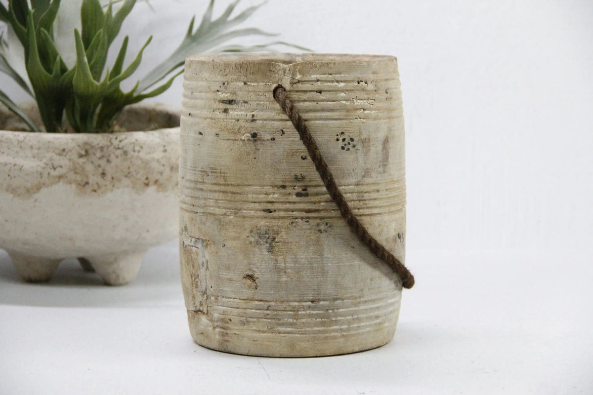 Wabi Sabi Vase | Antique Wood Pot - Debra Hall Lifestyle