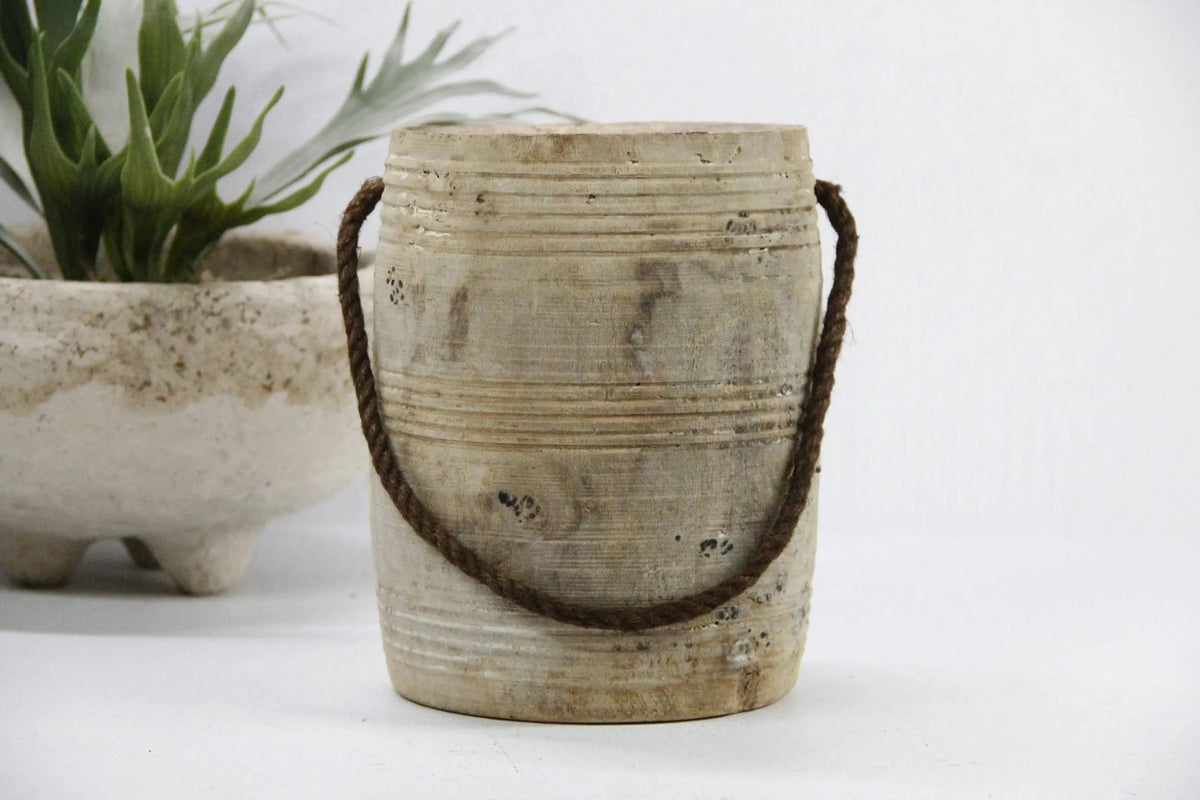 Wabi Sabi Vase | Antique Wood Pot - Debra Hall Lifestyle