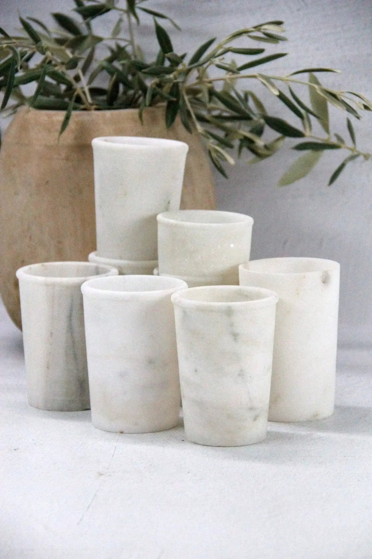White Marble Vessel | Organic Hand Carved Jar/Vase - Debra Hall Lifestyle