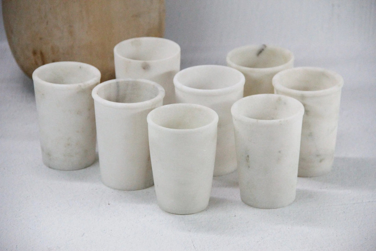 White Marble Vessel | Organic Hand Carved Jar/Vase - Debra Hall Lifestyle