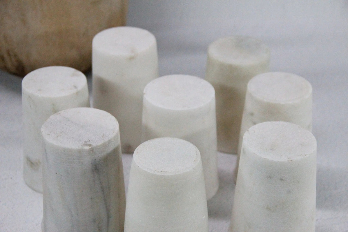 White Marble Vessel | Organic Hand Carved Jar/Vase - Debra Hall Lifestyle