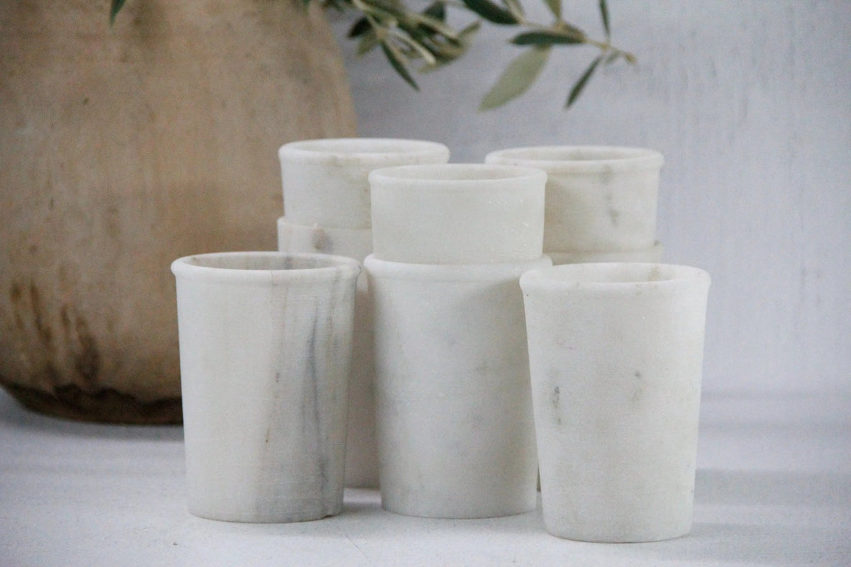 White Marble Vessel | Organic Hand Carved Jar/Vase - Debra Hall Lifestyle