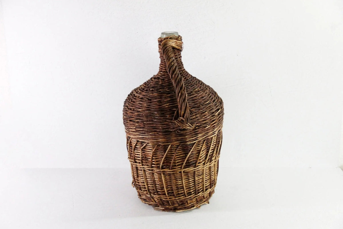 Wicker Demijohn Bottle France | Vintage Wrapped Glass Large - Debra Hall Lifestyle