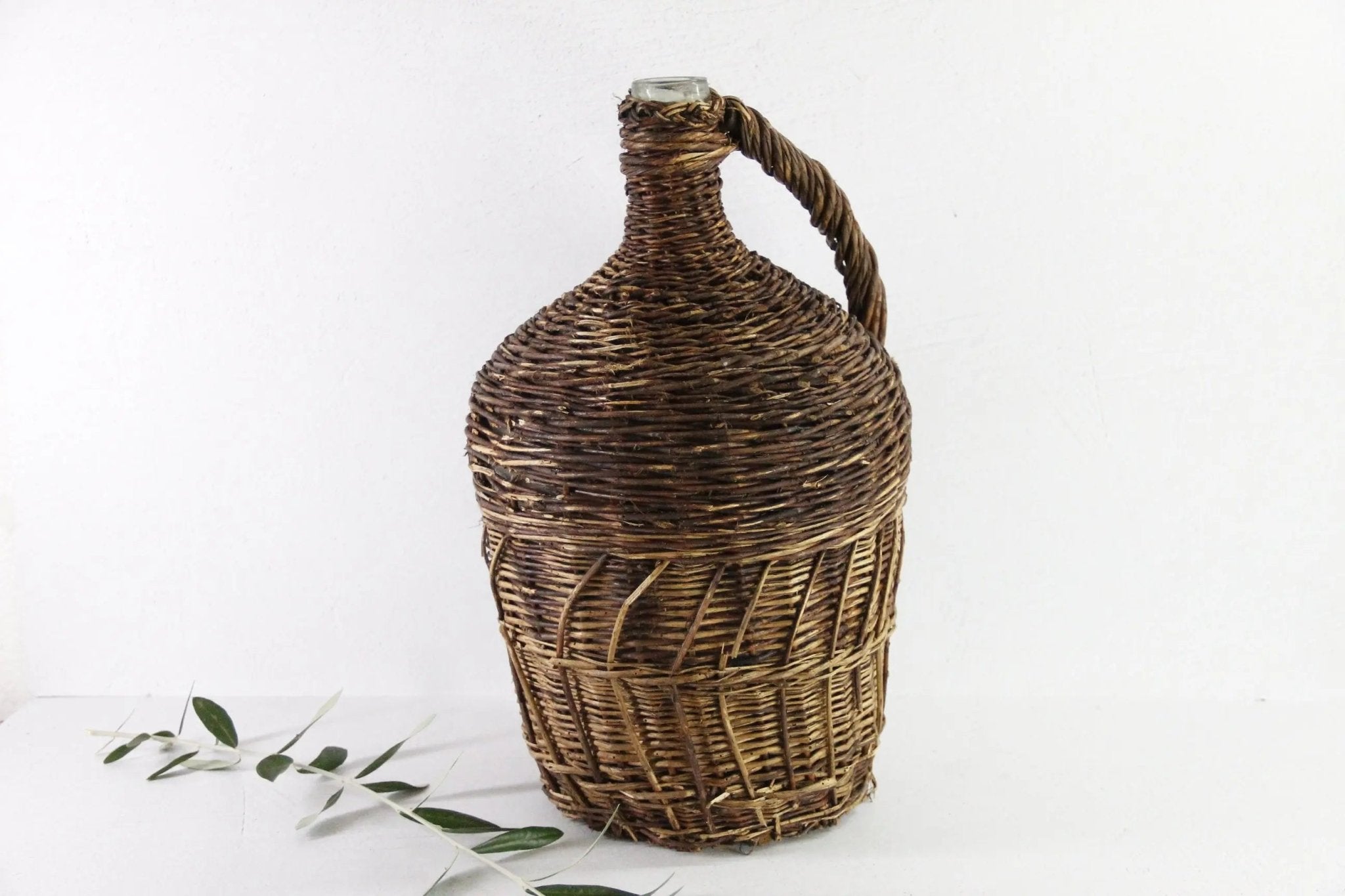 Wicker Demijohn Bottle France | Vintage Wrapped Glass Large - Debra Hall Lifestyle
