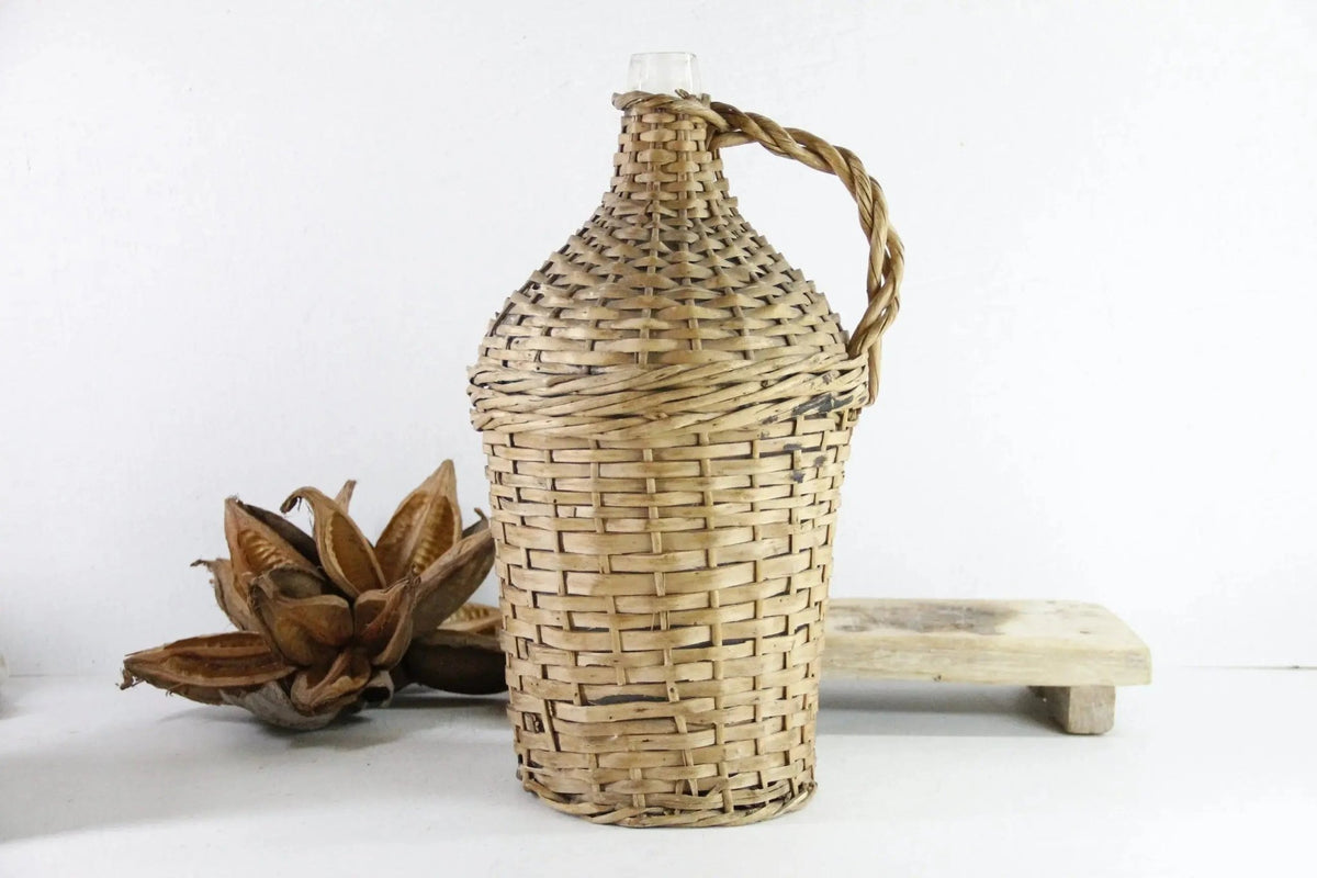 Wicker Demijohn | Vintage French Wrapped Wine Jug - Debra Hall Lifestyle
