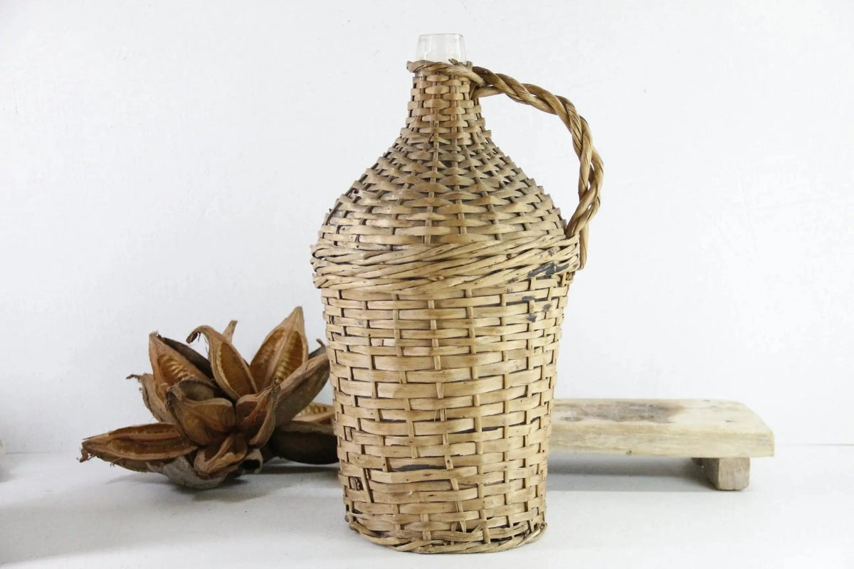 Wicker Demijohn | Vintage French Wrapped Wine Jug - Debra Hall Lifestyle