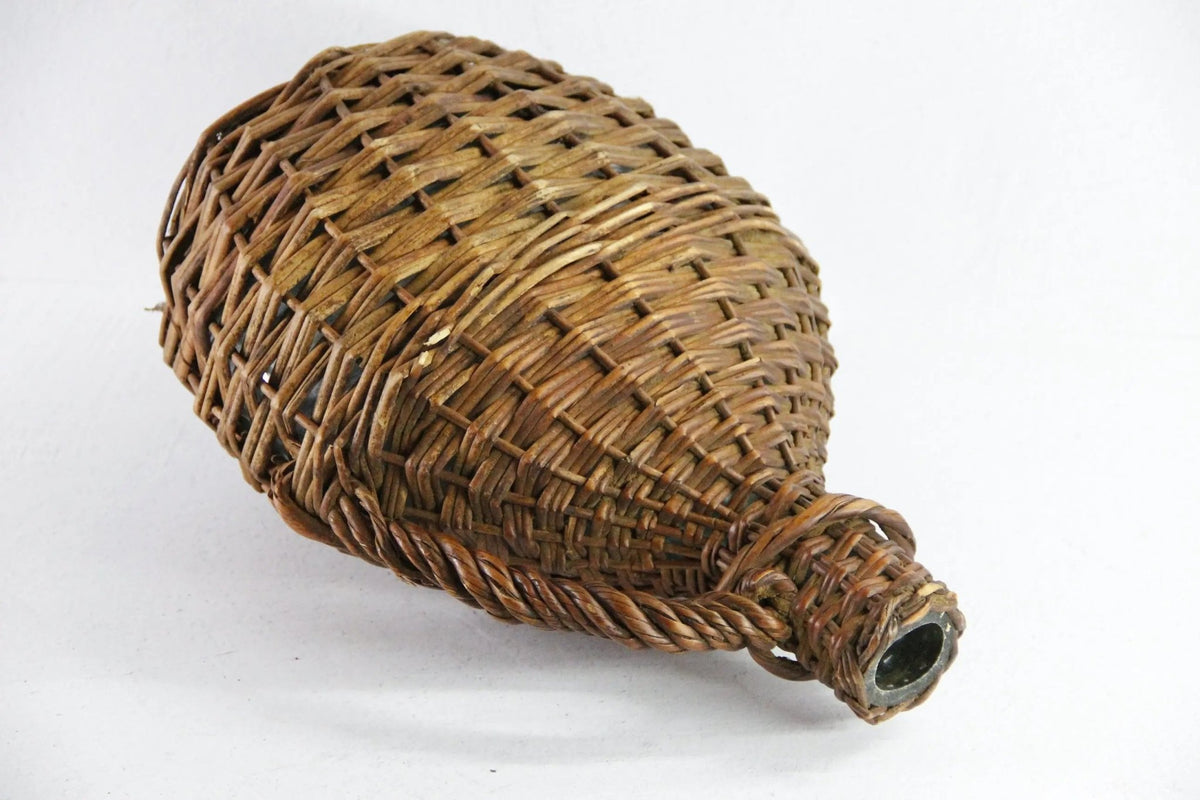 Wicker Demijohn | Vintage Wine Bottle With Handle - Debra Hall Lifestyle