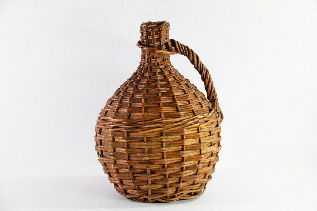 Wicker Demijohn | Vintage Wine Bottle With Handle - Debra Hall Lifestyle