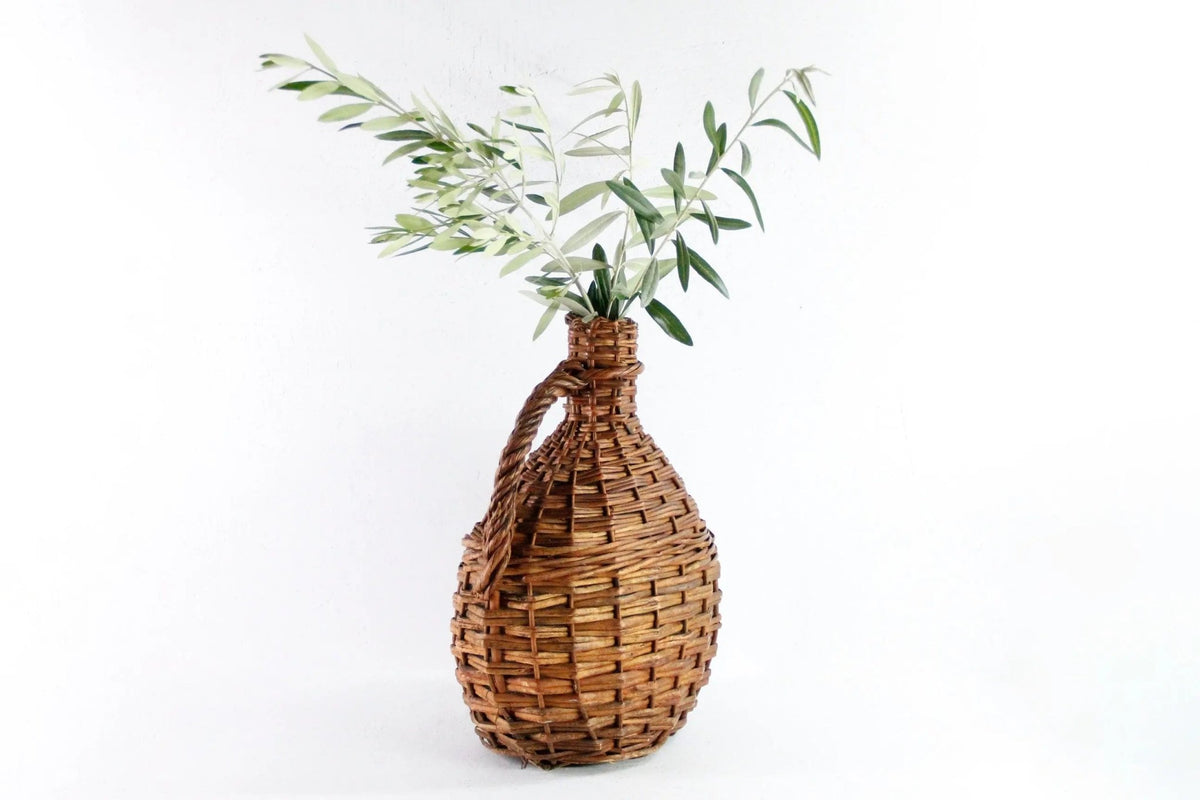 Wicker Demijohn | Vintage Wine Bottle With Handle - Debra Hall Lifestyle