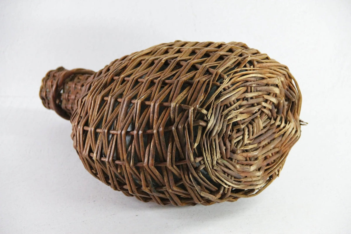 Wicker Demijohn | Vintage Wine Bottle With Handle - Debra Hall Lifestyle