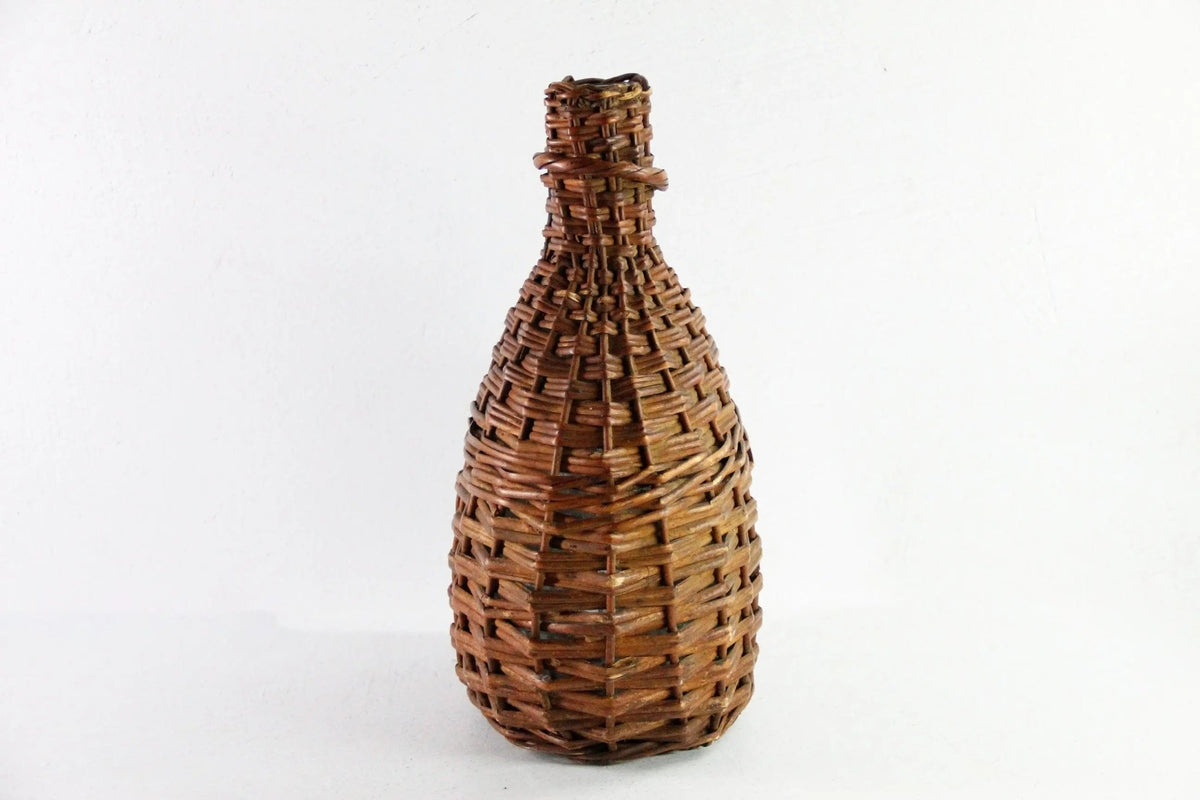 Wicker Demijohn | Vintage Wine Bottle With Handle - Debra Hall Lifestyle