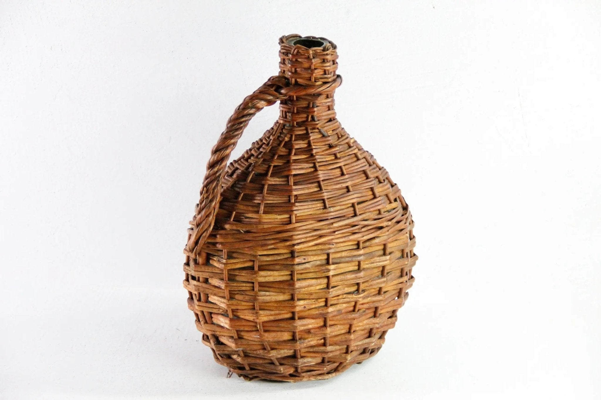 Wicker Demijohn | Vintage Wine Bottle With Handle - Debra Hall Lifestyle