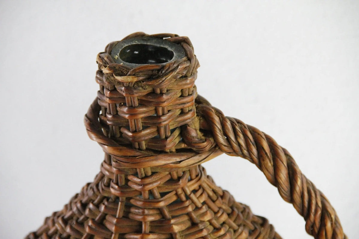 Wicker Demijohn | Vintage Wine Bottle With Handle - Debra Hall Lifestyle