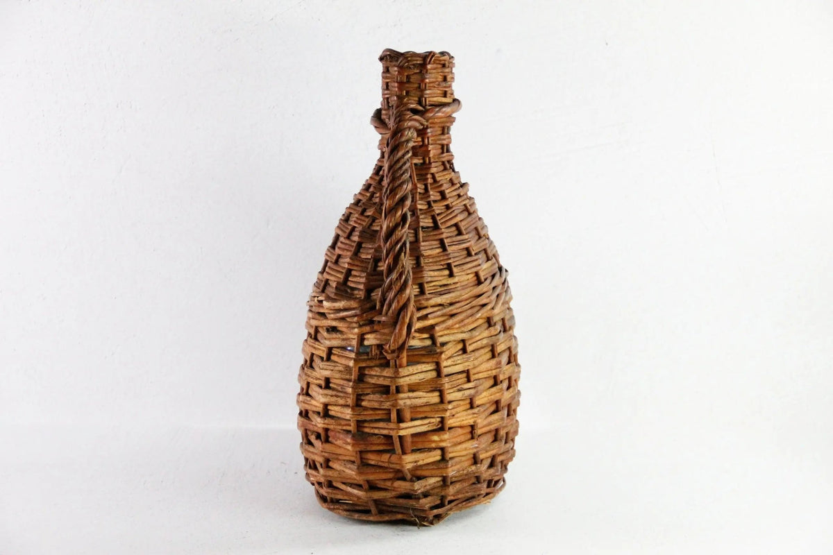 Wicker Demijohn | Vintage Wine Bottle With Handle - Debra Hall Lifestyle