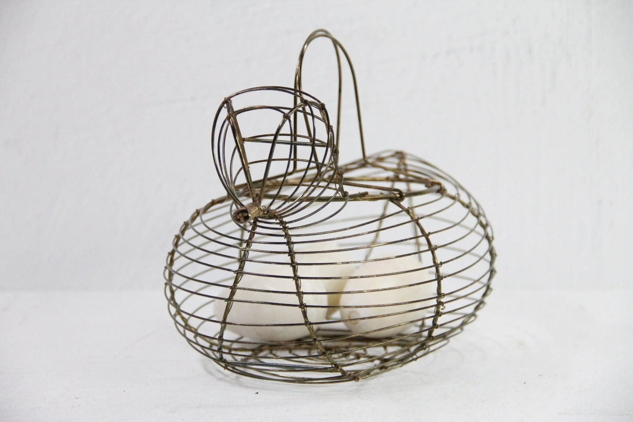 Wire Egg Basket Vintage | Brass Tone Bird-Gathering - Debra Hall Lifestyle
