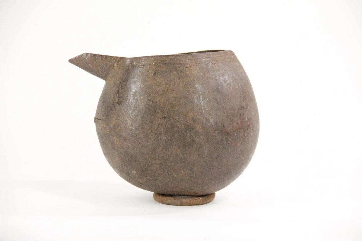 Wooden Pitcher | Antique African Hand Carved Wood Vessel - Debra Hall Lifestyle