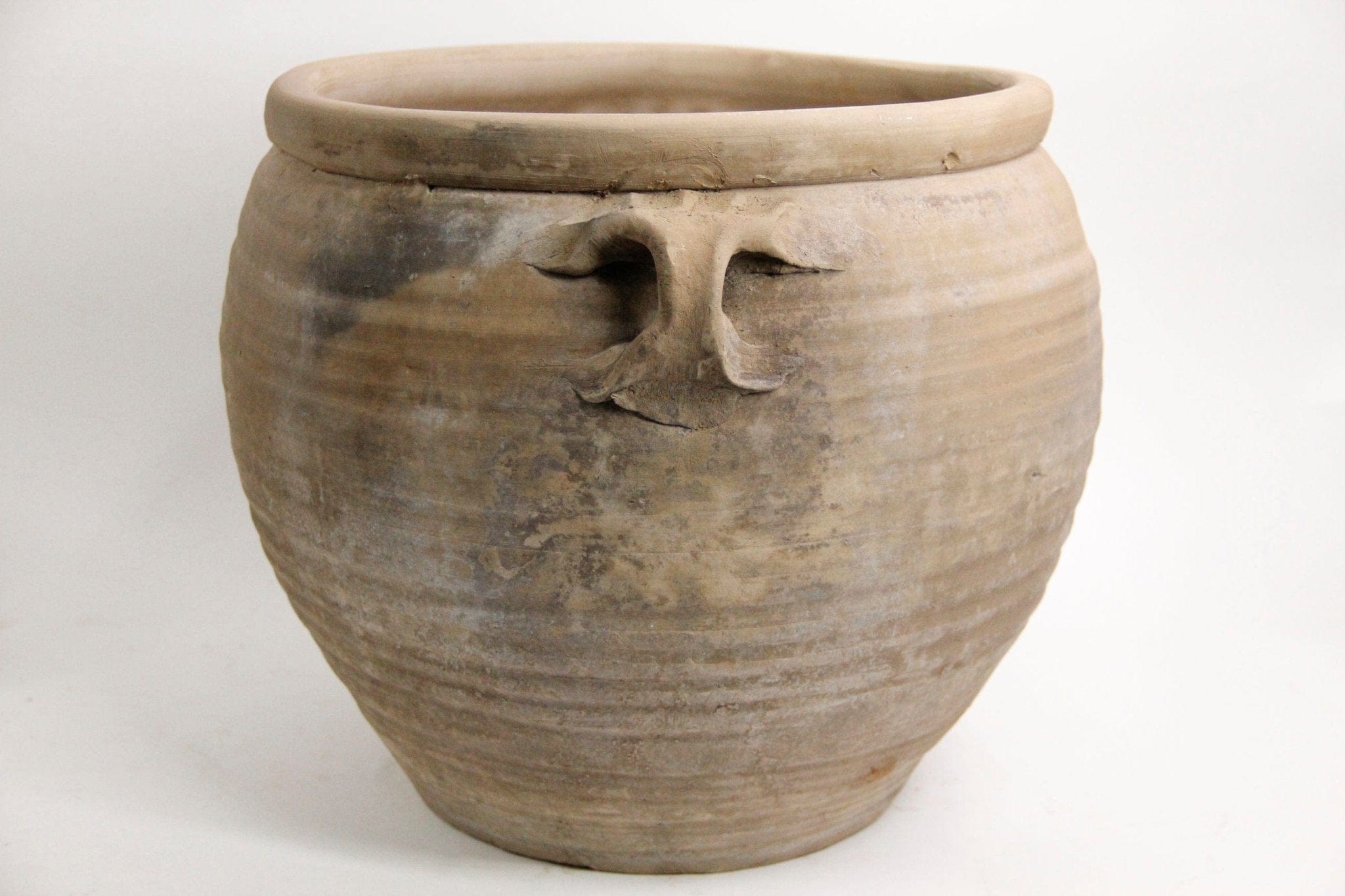 XL Vintage Clay Pot | Wabi Sabi Vessel w/Handles | Earthtone pottery