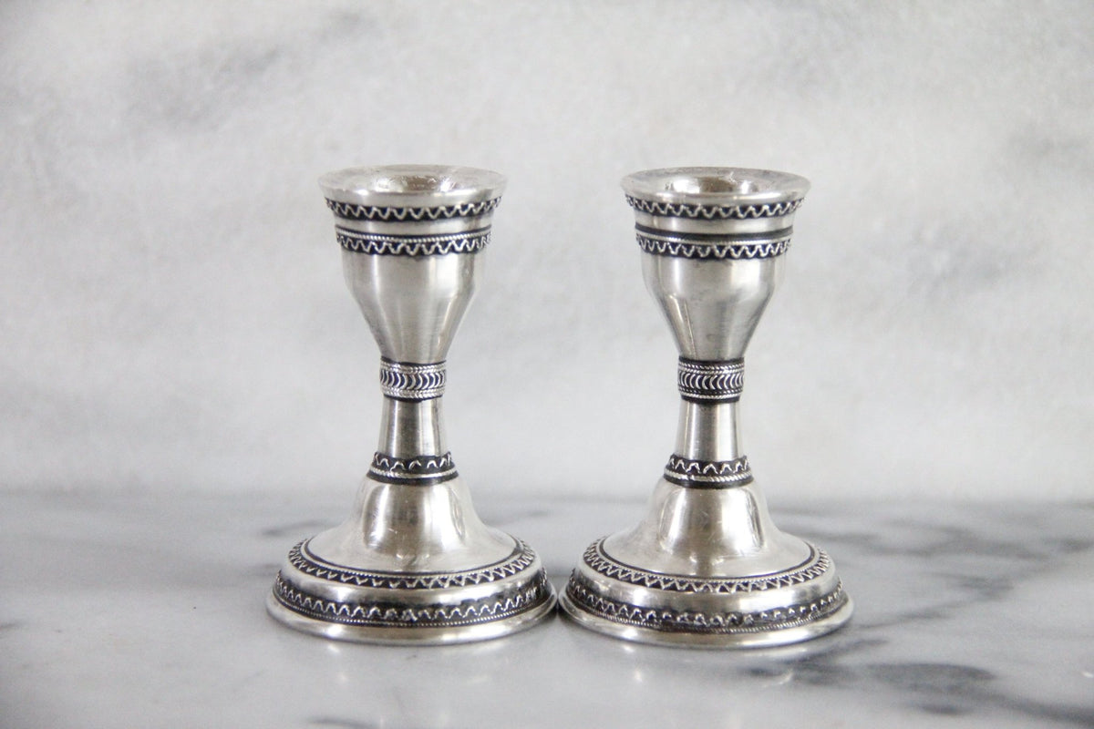 Zadok Arts Sterling Silver Candlesticks Leora Filigree Pair - Debra Hall Lifestyle