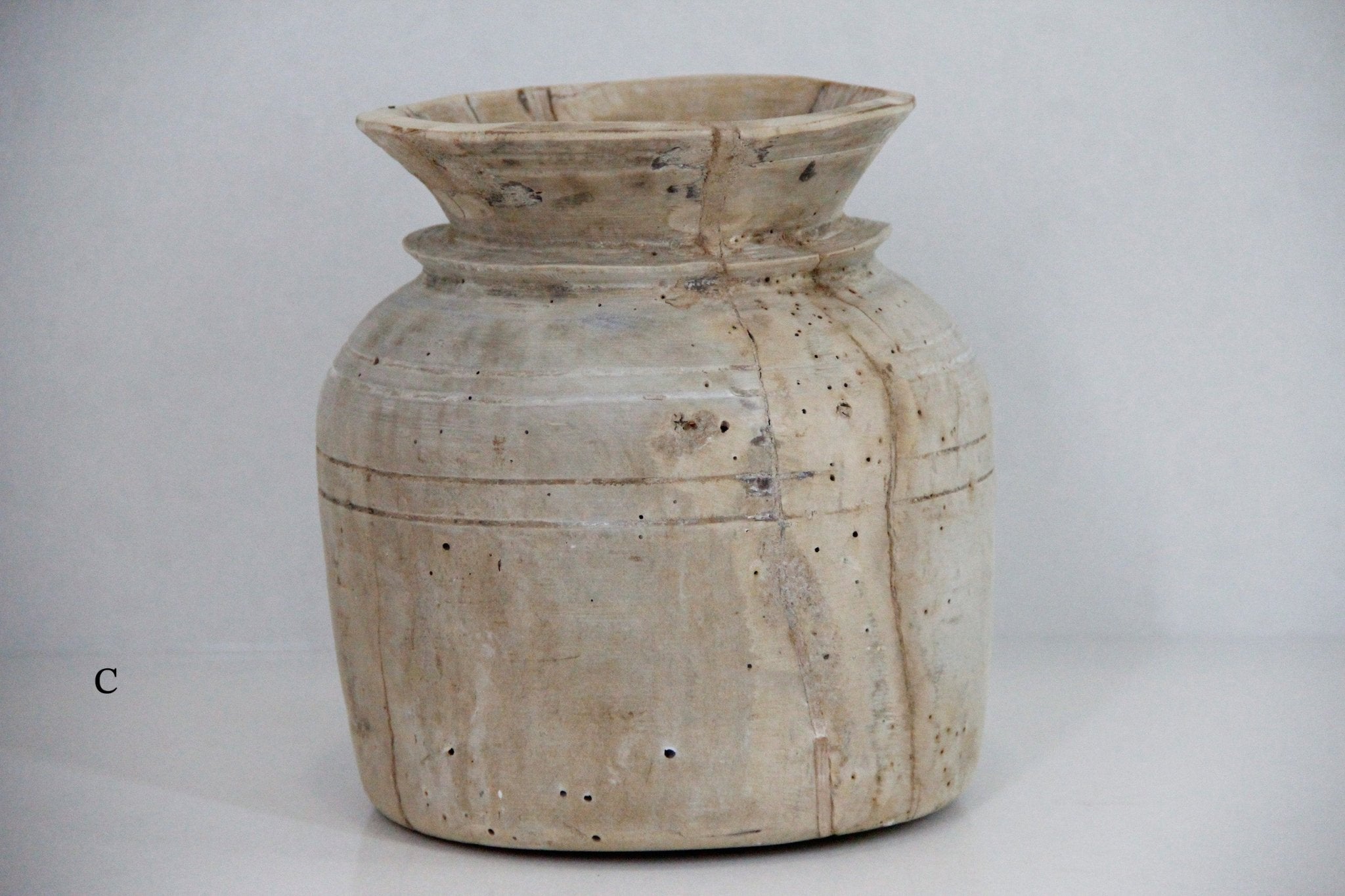 Antique Vessel | Wooden Water Pot - Debra Hall Lifestyle