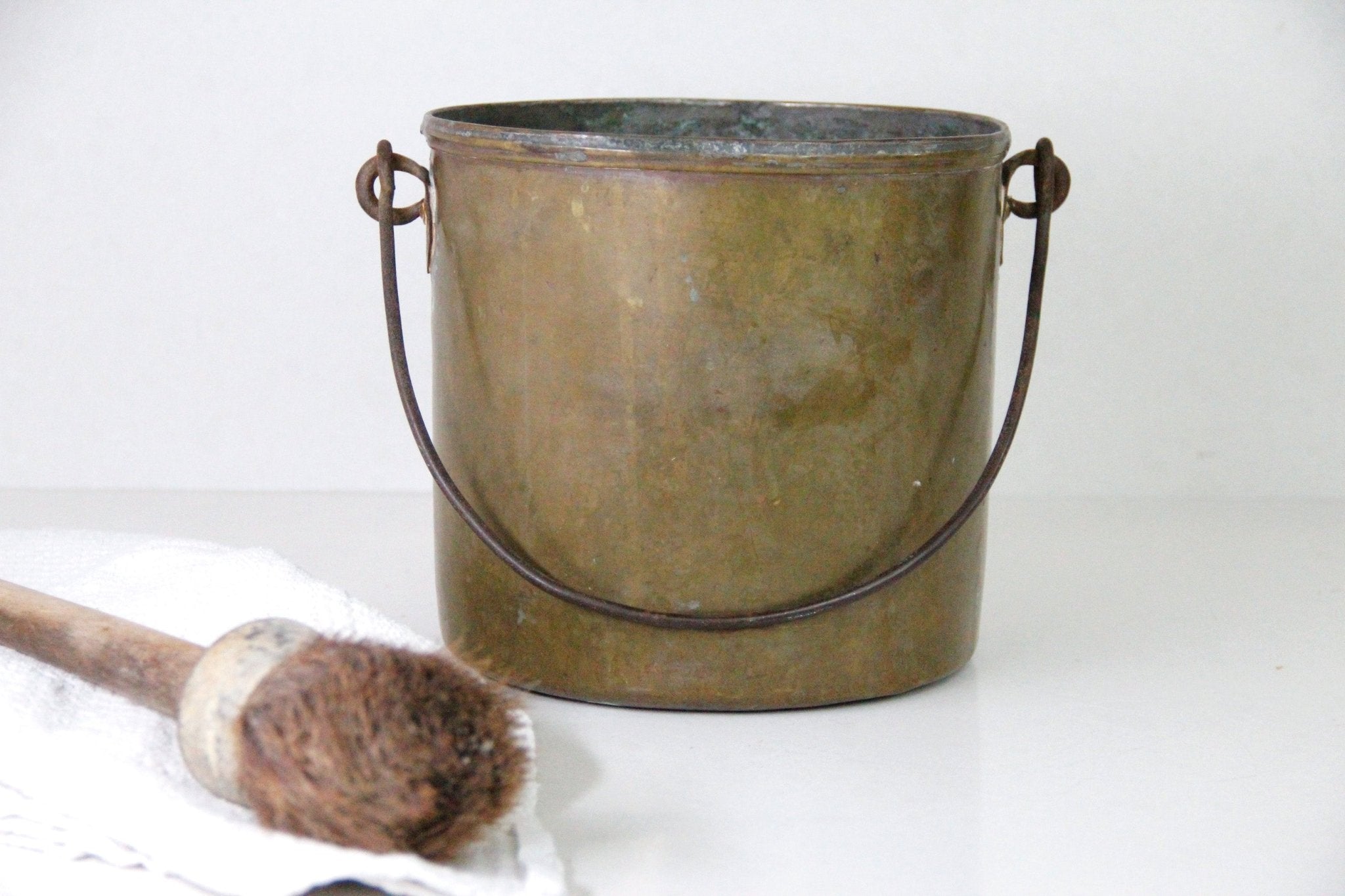 Antique Brass Bucket | French Patinated Pail - Debra Hall Lifestyle1
