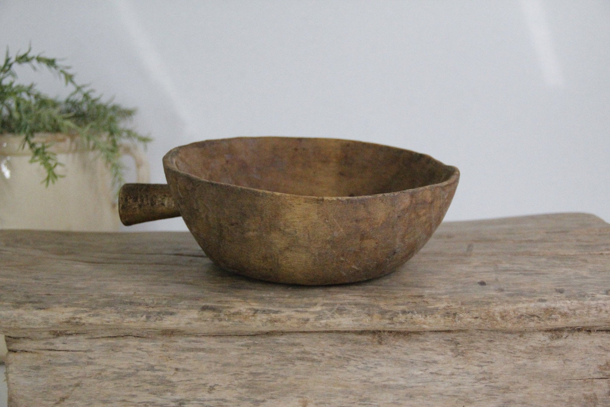 Antique African Wooden Bowl | Single Handle - Debra Hall Lifestyle